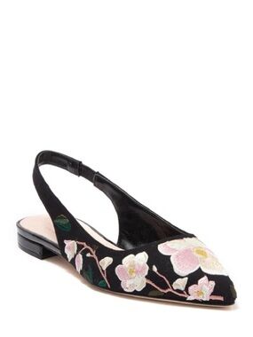Kate Spade Barnie Floral Embroidered Slingback Flats